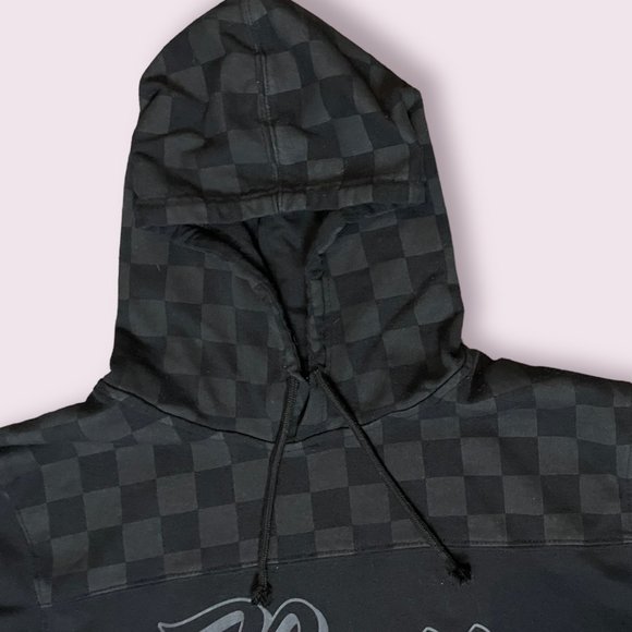 NBA Chicago Bulls Black on Black Short-Sleeve Checkerboard Hoodie - Large - Picture 3 of 9